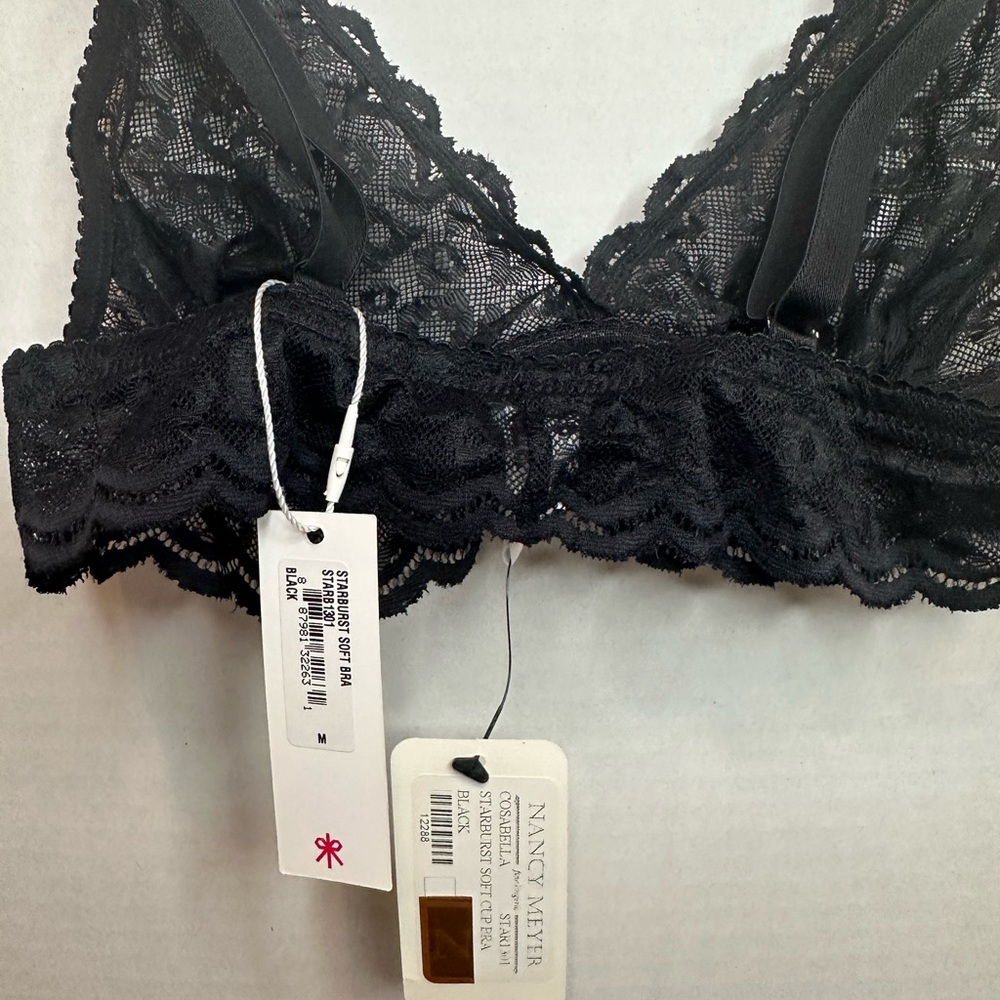 Nancy Meyer Black Lace Bralette with Sequin Detail, medium, NWT - Picture 5 of 7